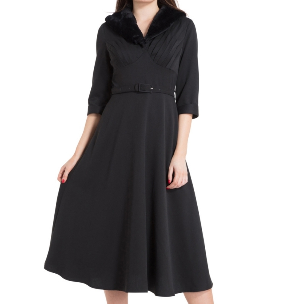 Voodoo Vixen Lia Black Fur Dress